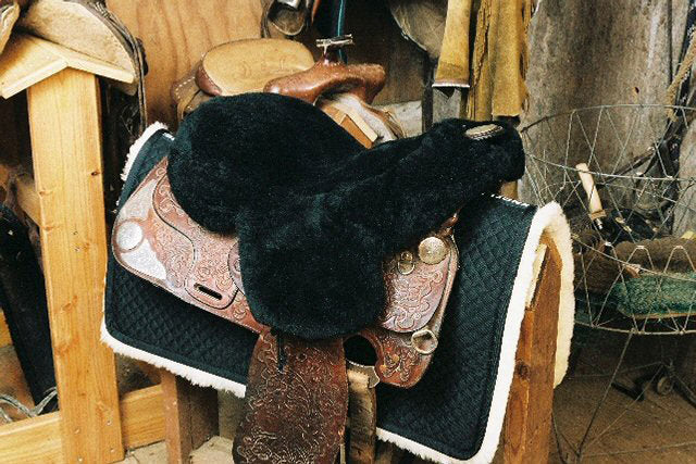 Sheepskin Western Saddle Seat Cover with Horn