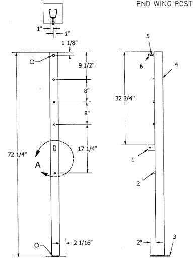 YELLOW Wing Post End Set (pair) - Cattle Guard
