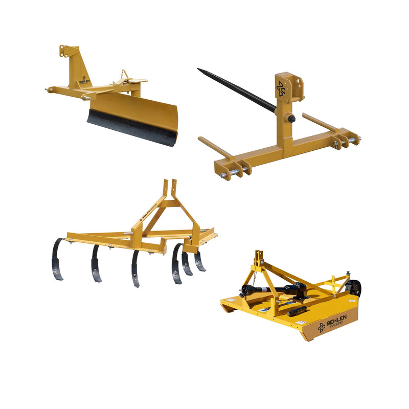 Tractor implements for farm and ranch use.
