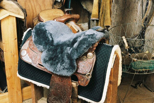 Sheepskin Western Saddle Seat Cover with Horn
