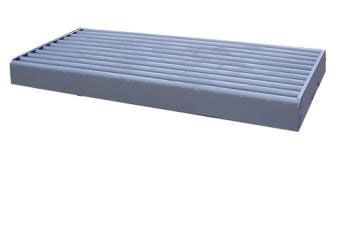 A boxed cattle guard that can be set directly on the ground.