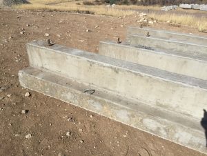 Cattle guard foundations on the job site.